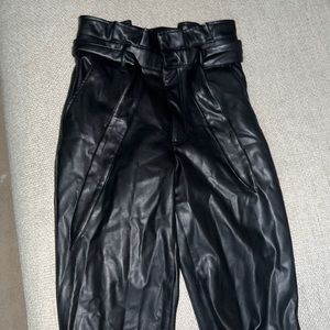 High waisted leather pants
